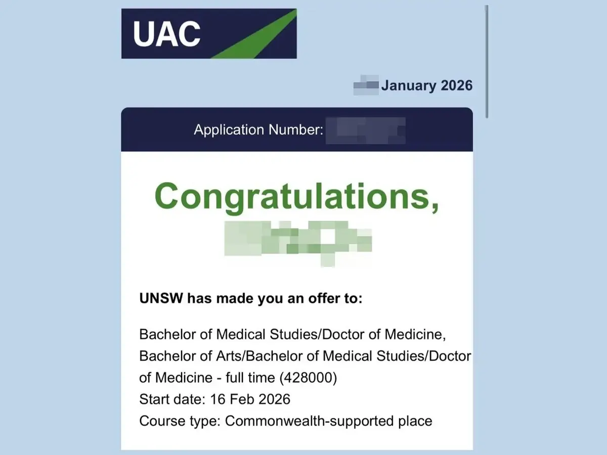 Medicine offer from UNSW